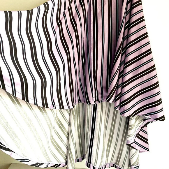 G.V.G.V Lavender Purple Striped high  Low Rexcell Skirt 36 Made in Japan - Picture 2 of 8